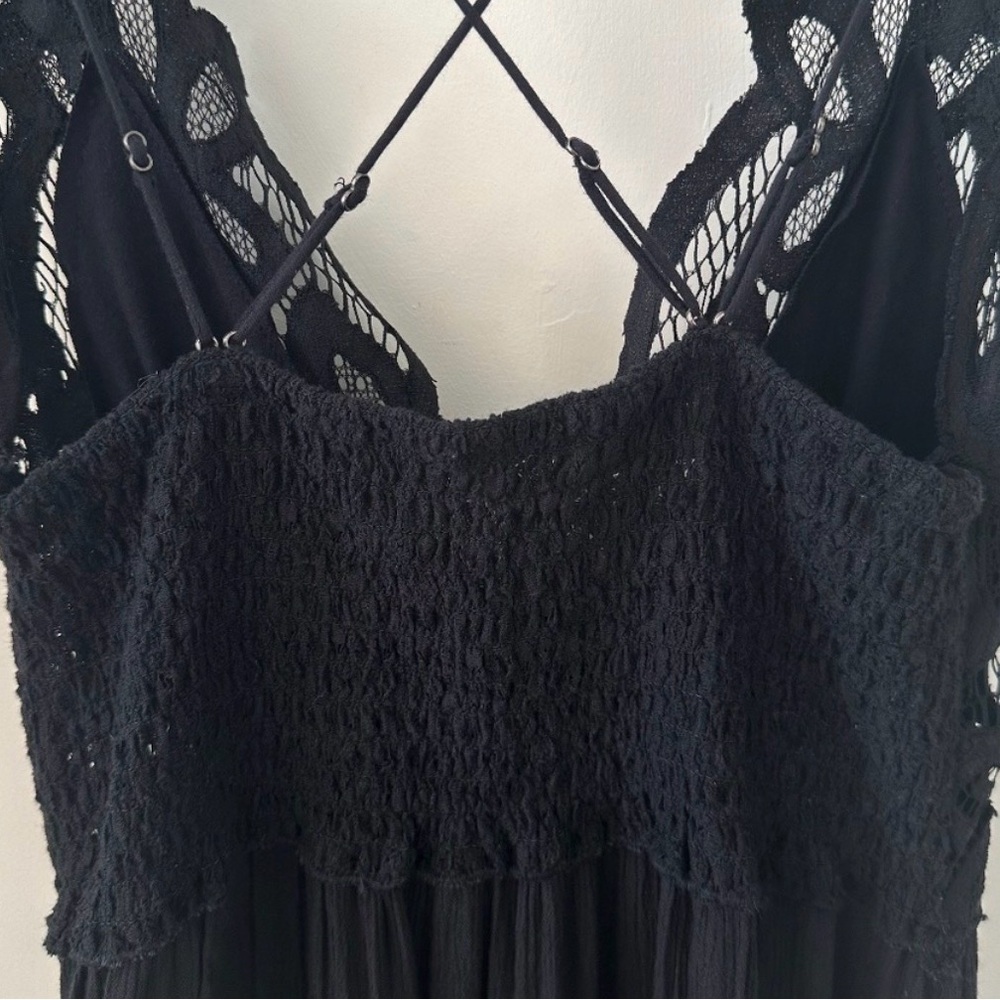 Free People Adella Black Lace Mini Spaghetti Strap Dress - NWT - Picture 4 of 6